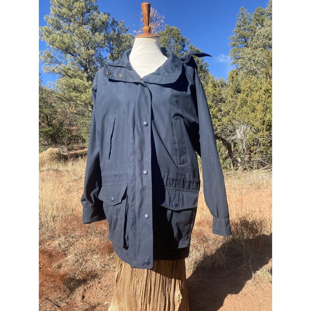 Vtg EDDIE BAUER Navy Blue Wool Lined Mountain Parka Jacket Coat, Sz L
